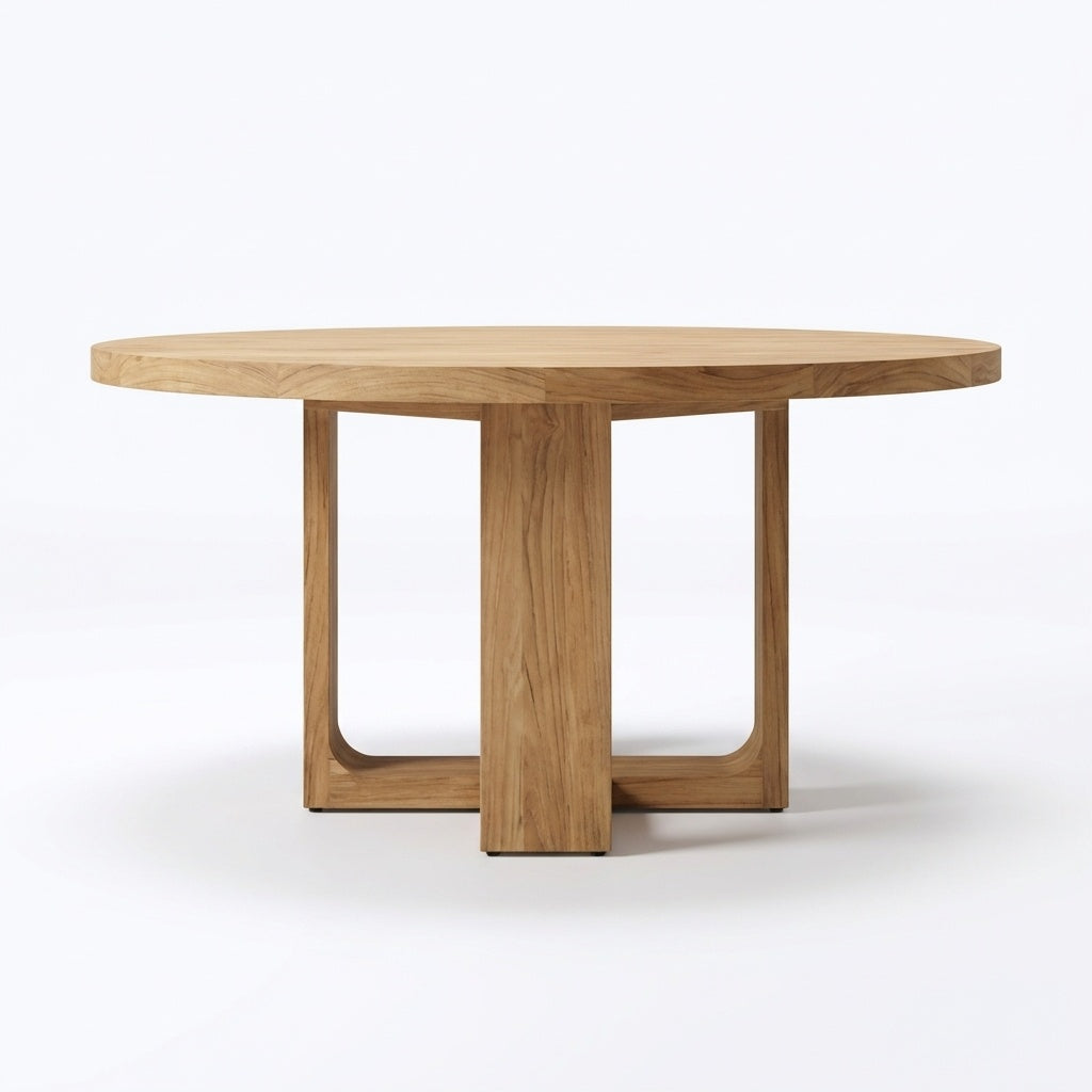Vanta Round Dining Table Teak - Front View