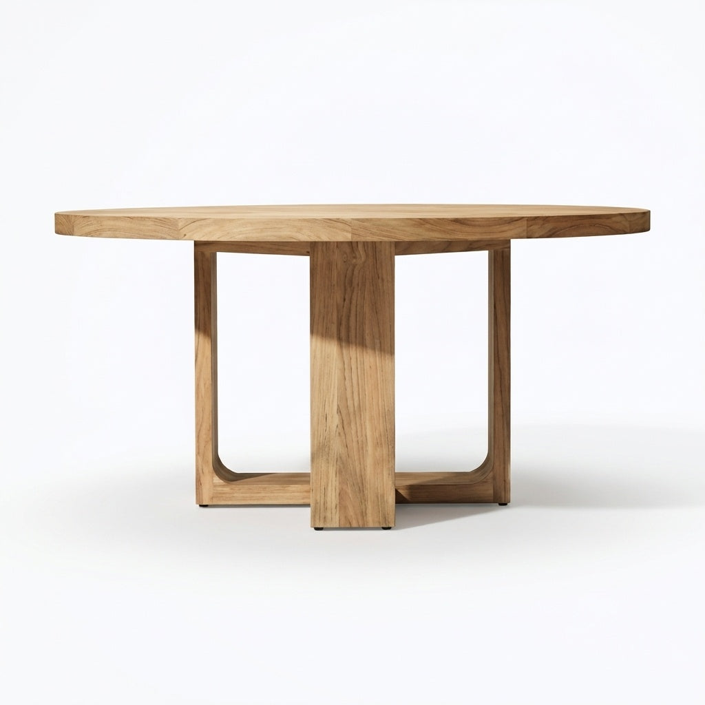Vanta Round Dining Table Teak - Side View