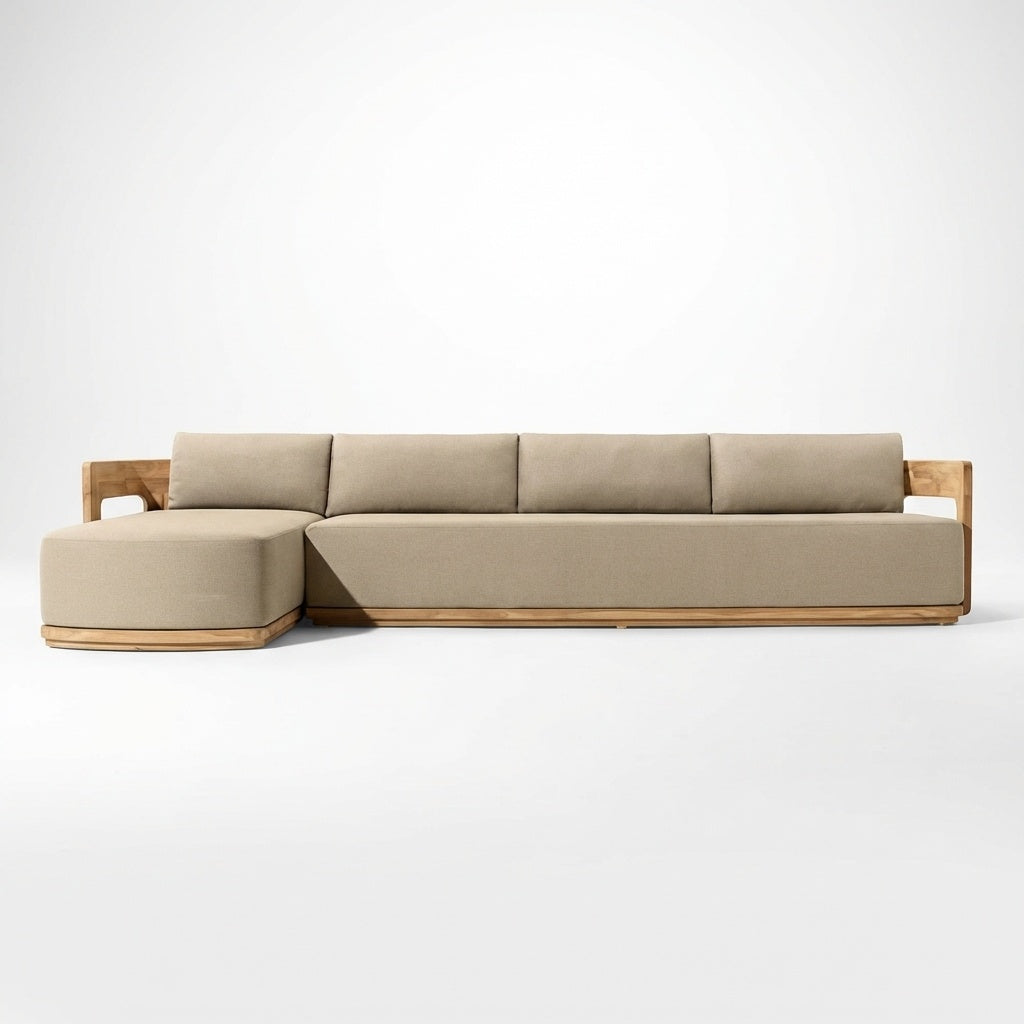 Vanta Chaise Sofa Right Hand Teak - Front View