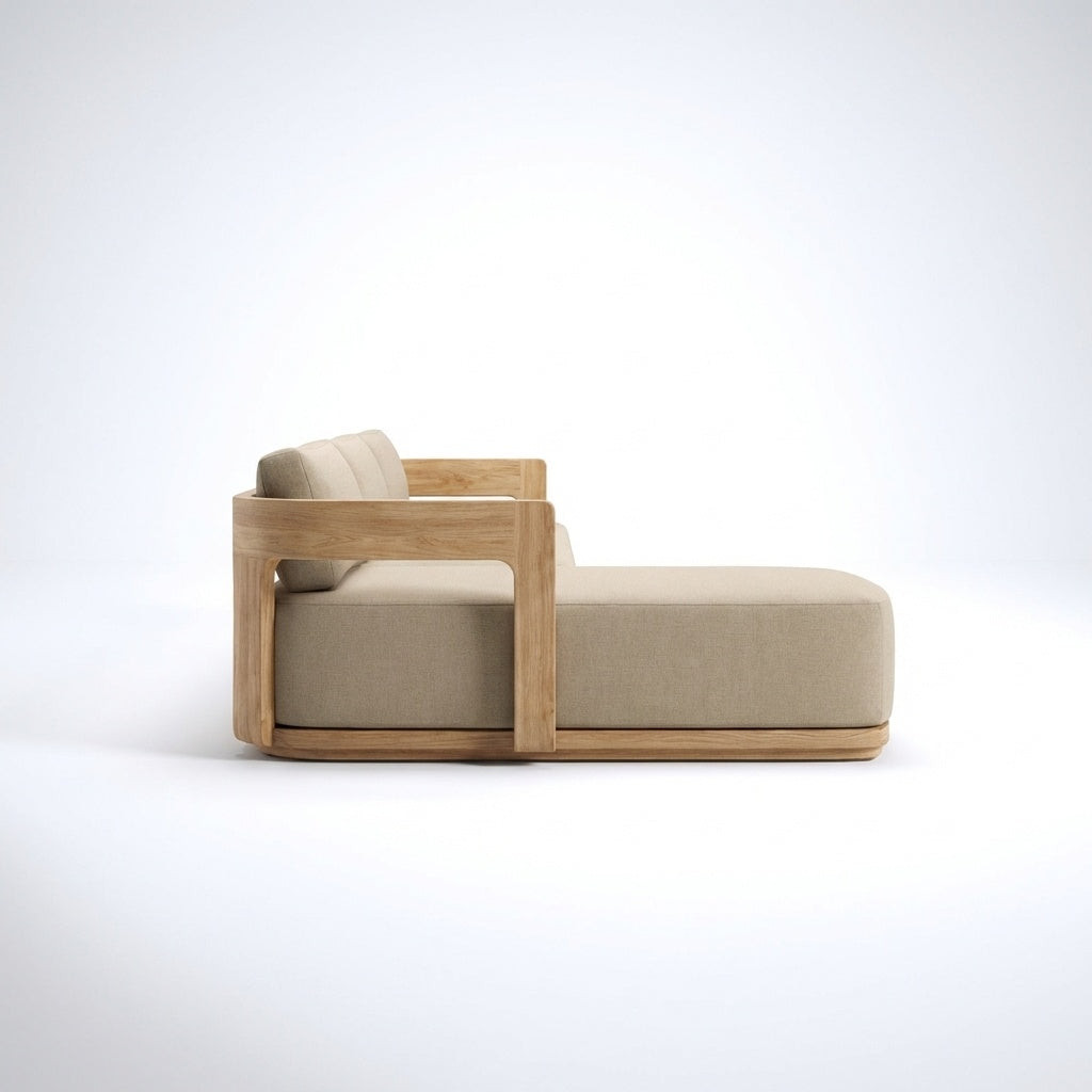 Vanta Chaise Sofa Right Hand Teak - Side View