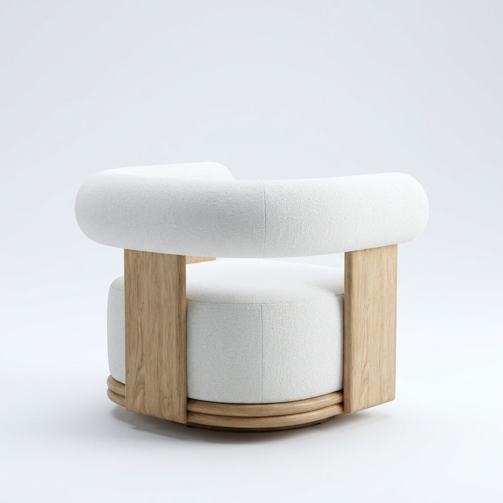 Cielo Swivel Lounge Chair Teak - Back View
