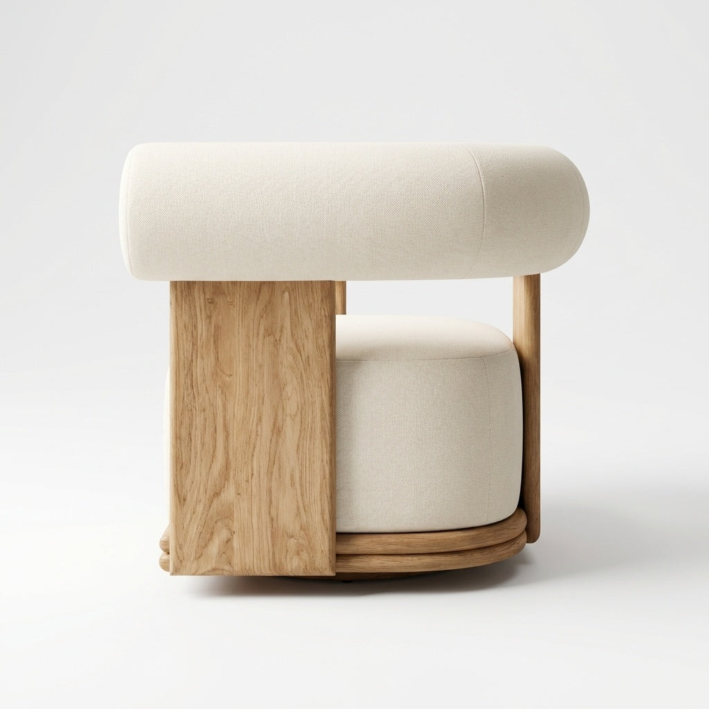 Cielo Swivel Lounge Chair Teak - Side View