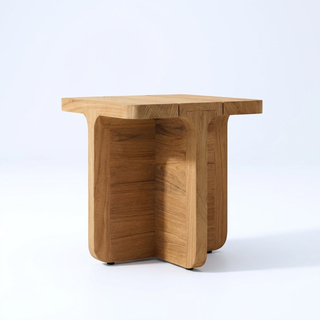 Luma Side Table Teak - Back View