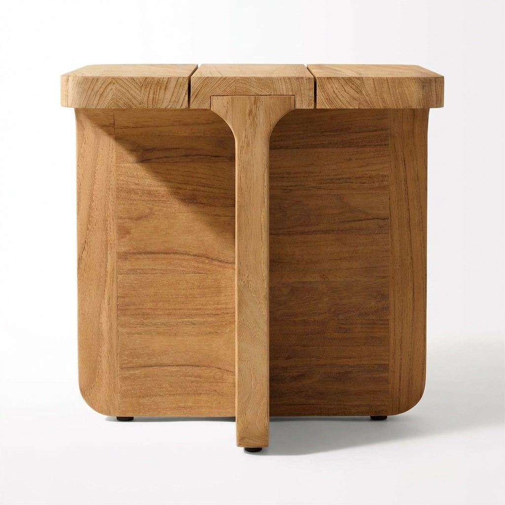 Luma Side Table Teak - Front View