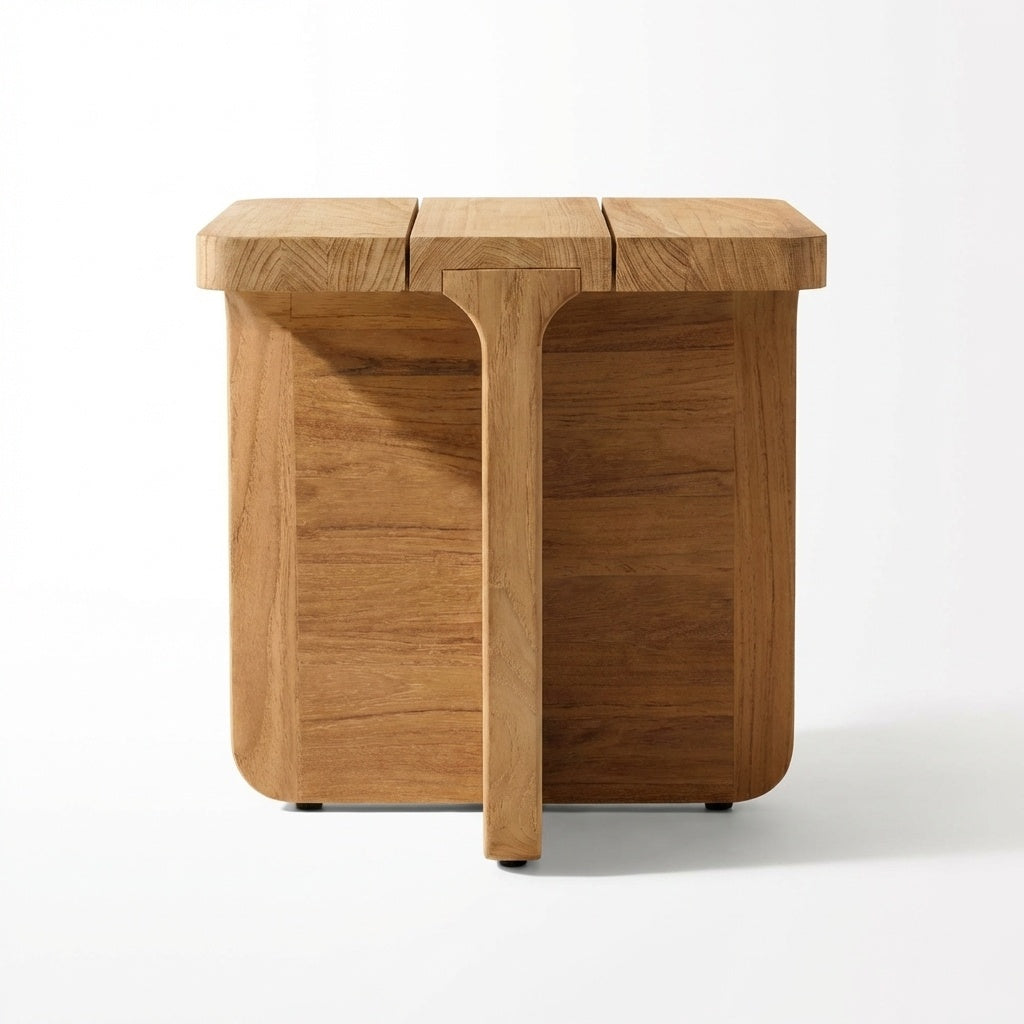 Luma Side Table Teak - Side View