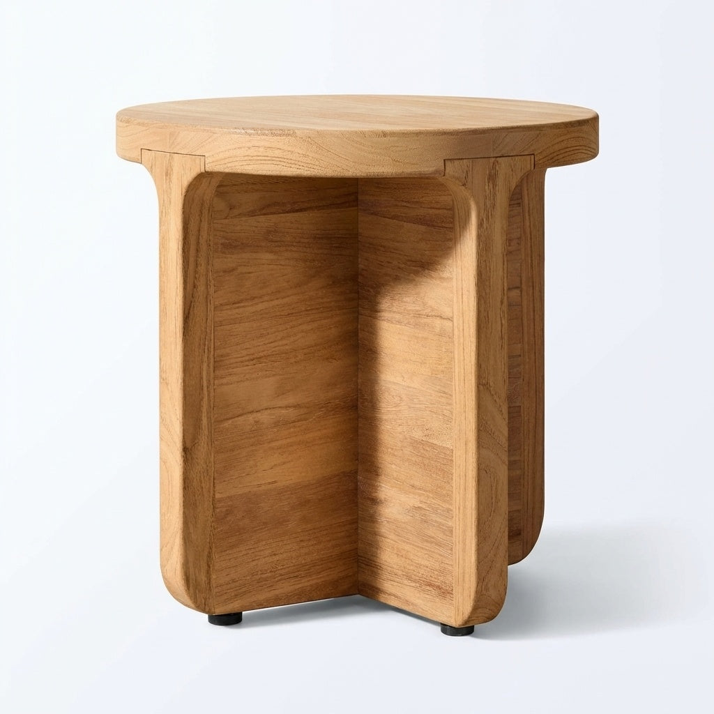 Luma Round Side Table Teak - Back View