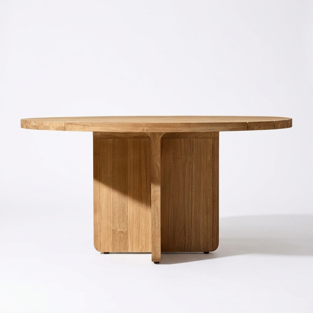Luma Round Dining Table Teak - Side View