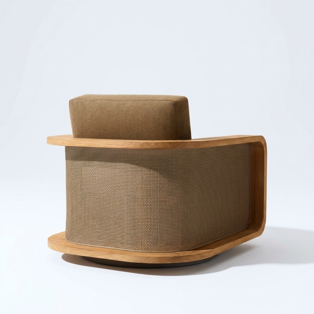 Luma Swivel Lounge Chair Teak - Back View