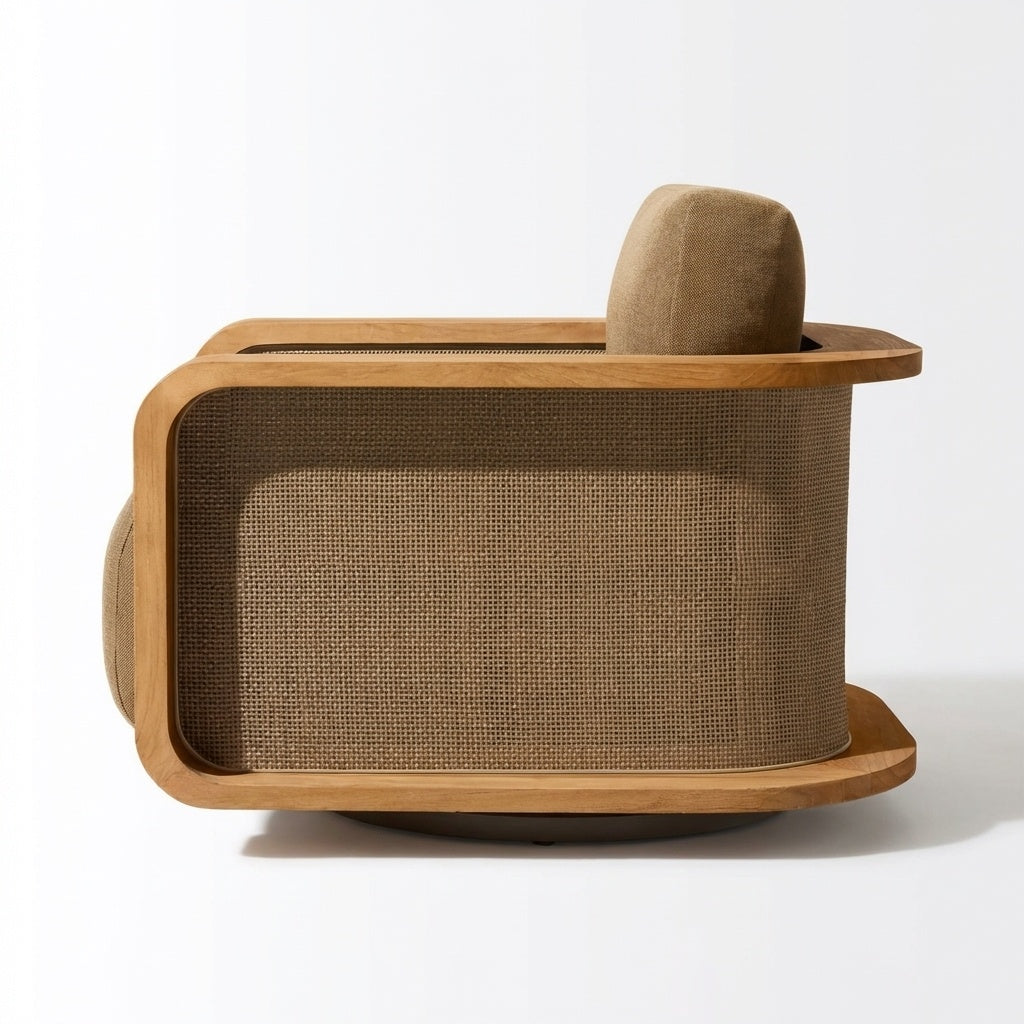 Luma Swivel Lounge Chair Teak - Side View