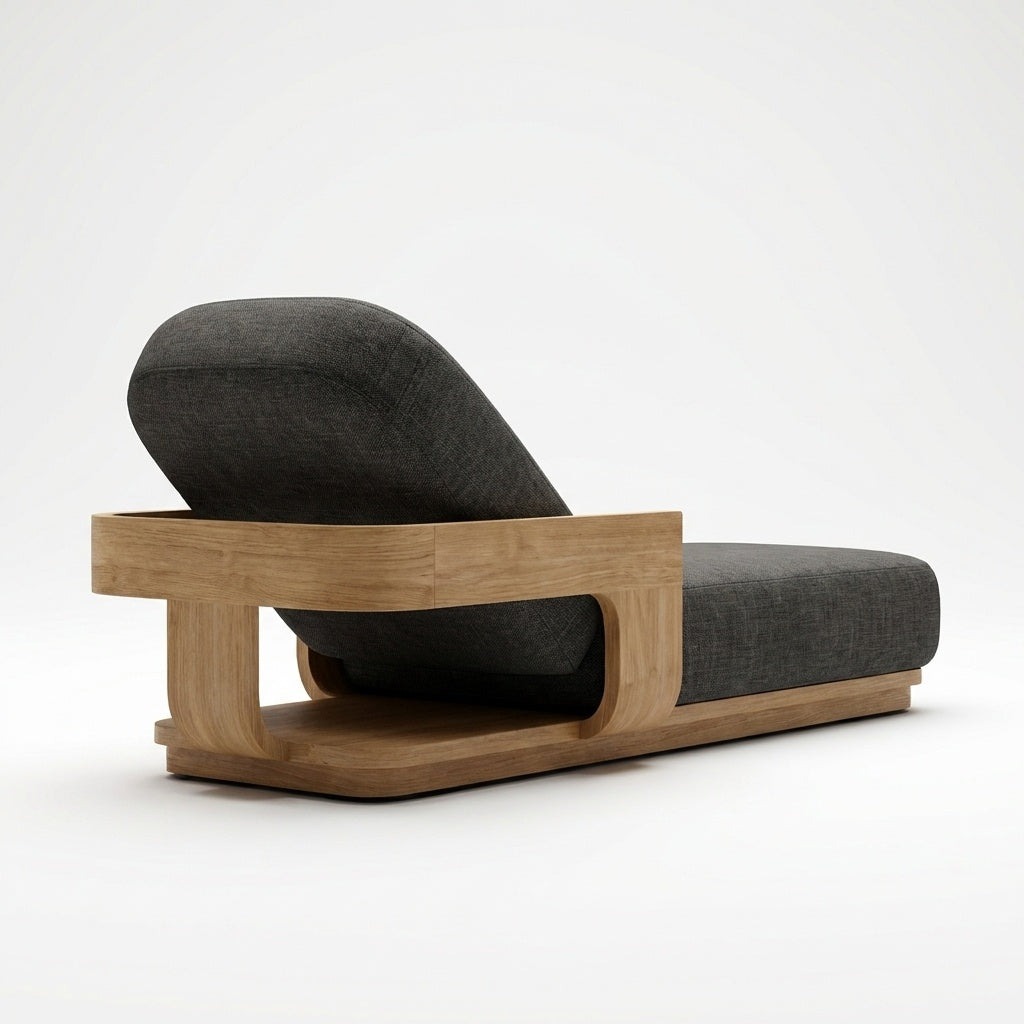 Aris Reclining Chaise Teak - Back View