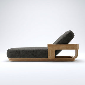 Aris Reclining Chaise Teak - Side View