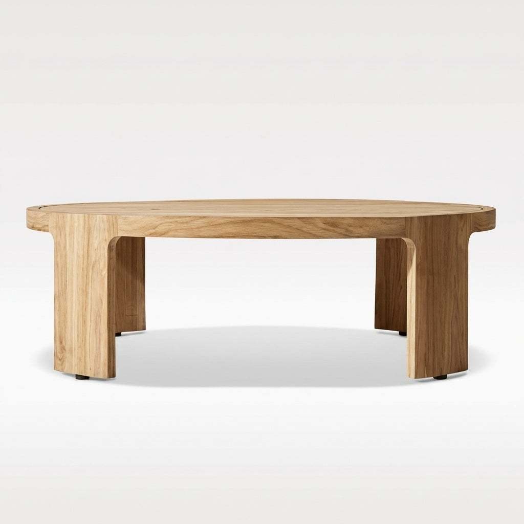 Aris Round Coffee Table Teak - Side View