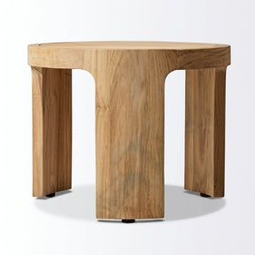 Aris Round Side Table Teak - Front View