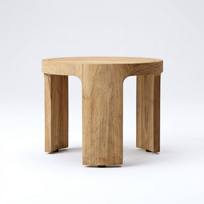Aris Round Side Table Teak - Side View