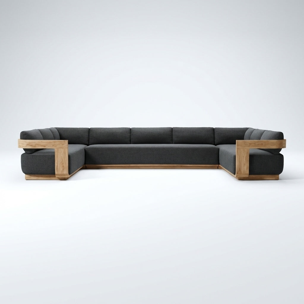 Aris U Shaped Sofa Teak - Front View