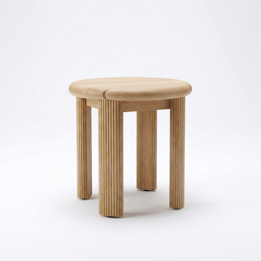Altair Round Side Table Teak - Back View