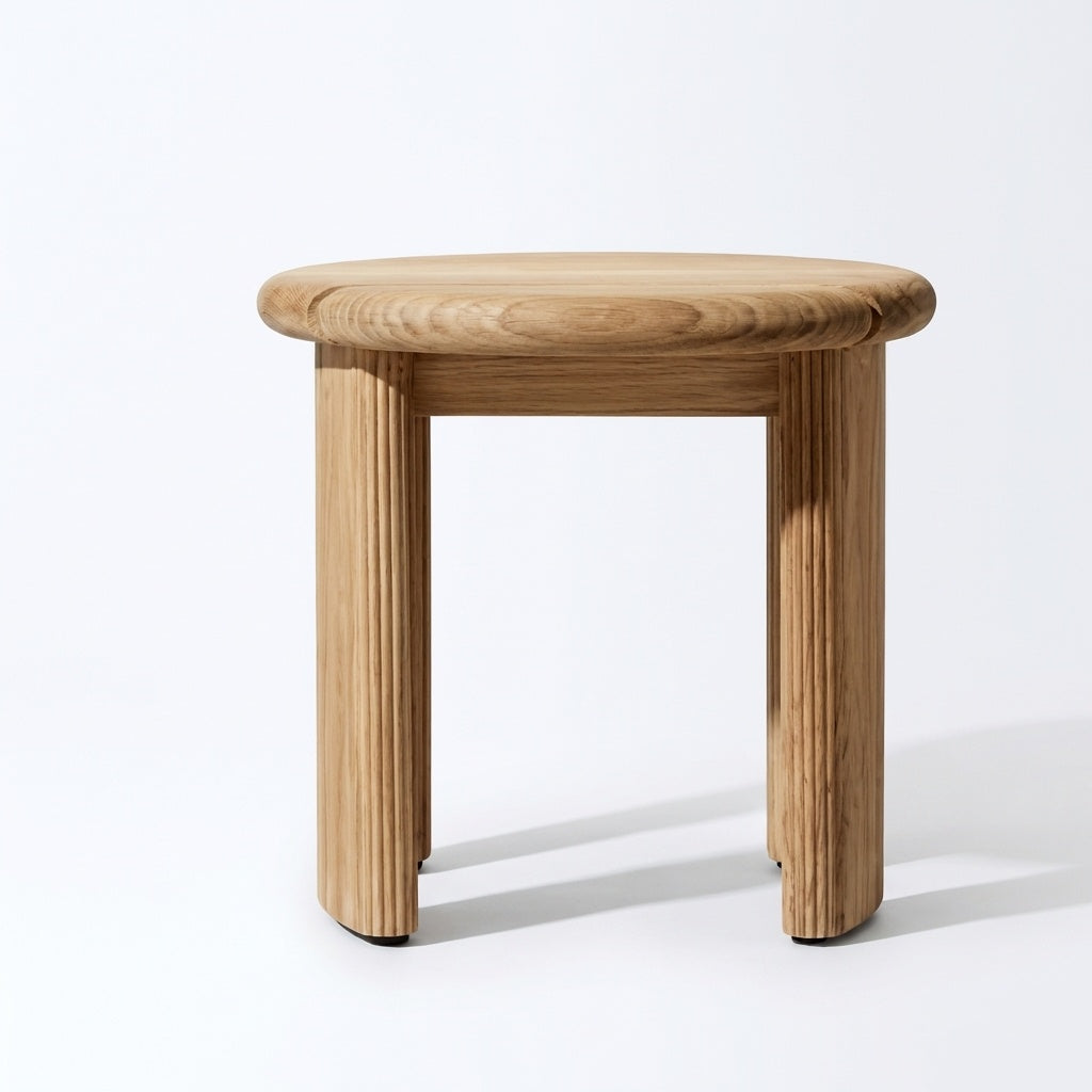 Altair Round Side Table Teak - Front View