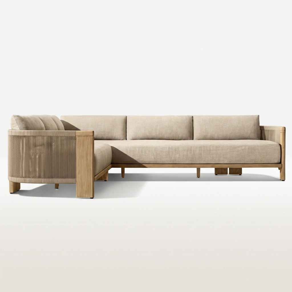 Altair L Shaped Sofa Teak - Front View