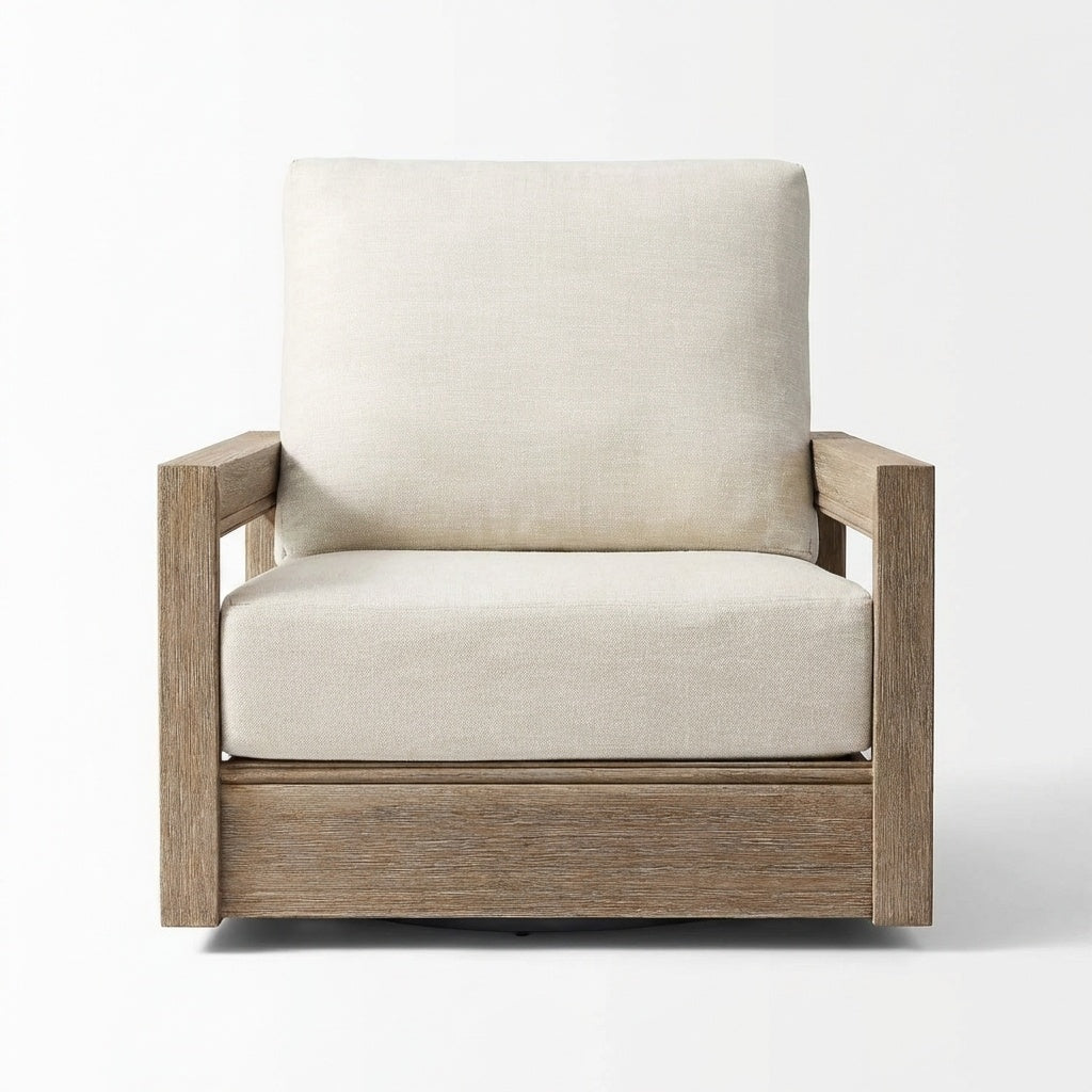 Arco Swivel Lounge Chair Teak - Front View