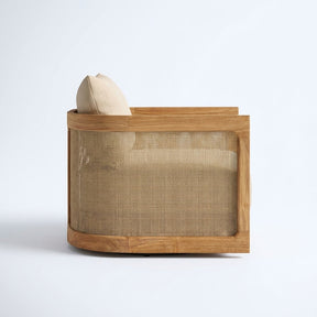 Lento Swivel Lounge Chair Teak - Side View