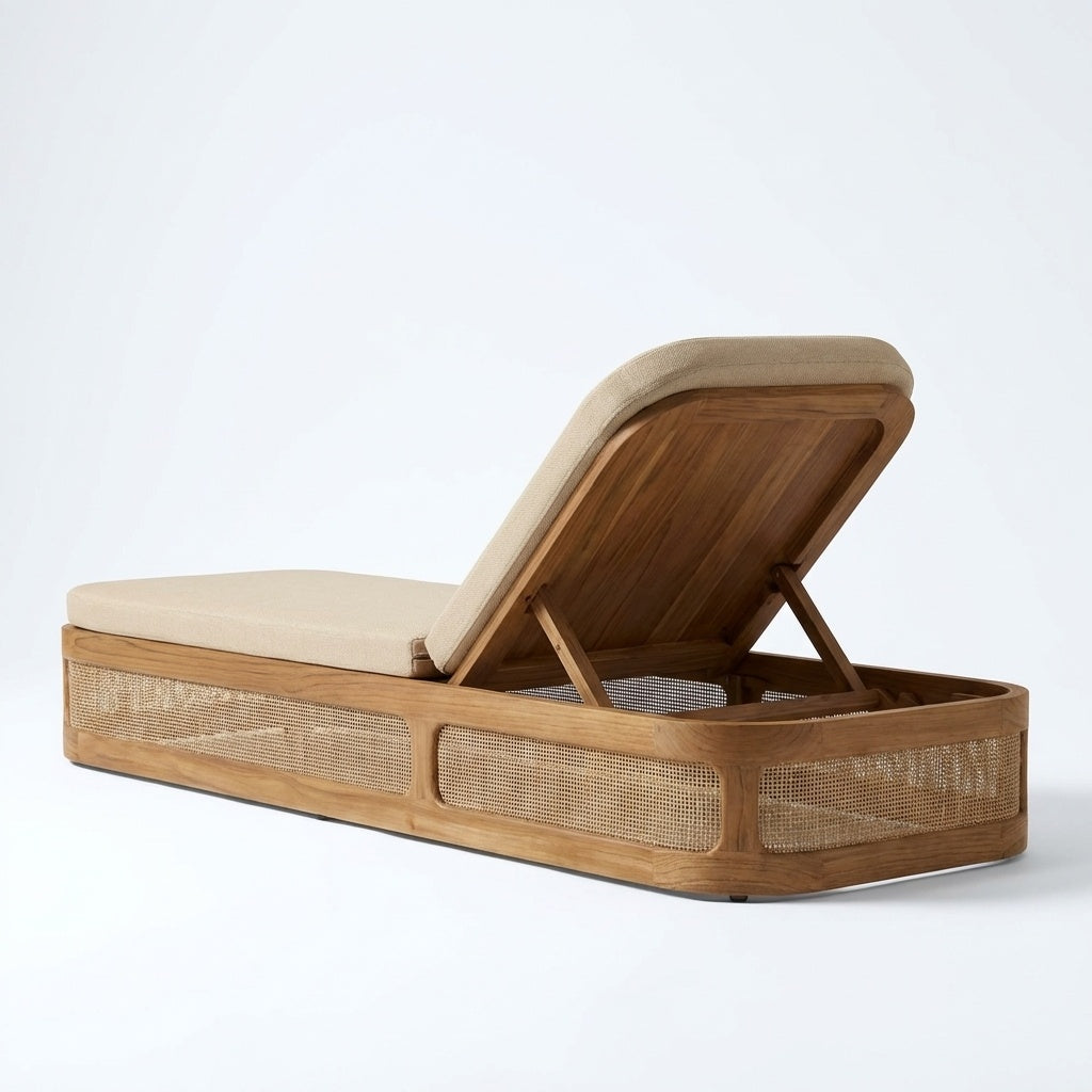Lento Sun Lounger Teak - Back View