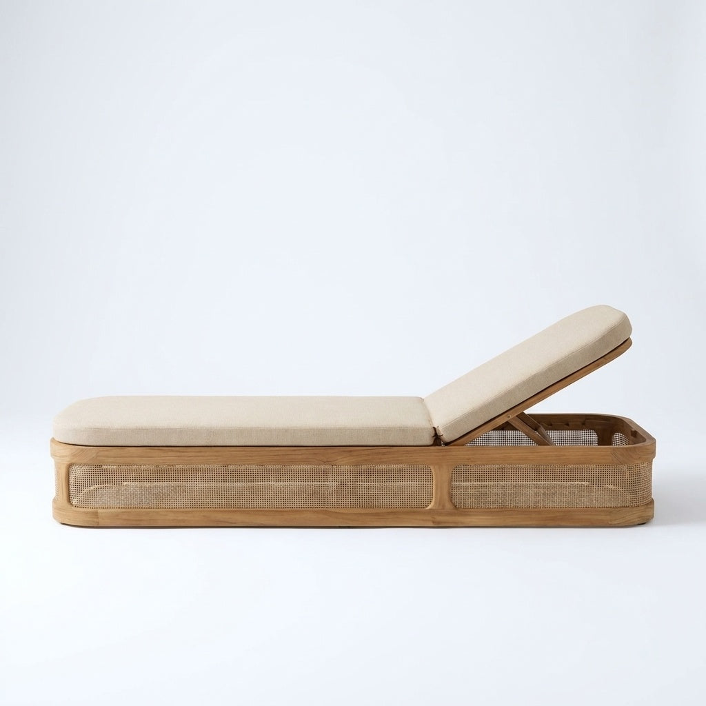 Lento Sun Lounger Teak - Side View