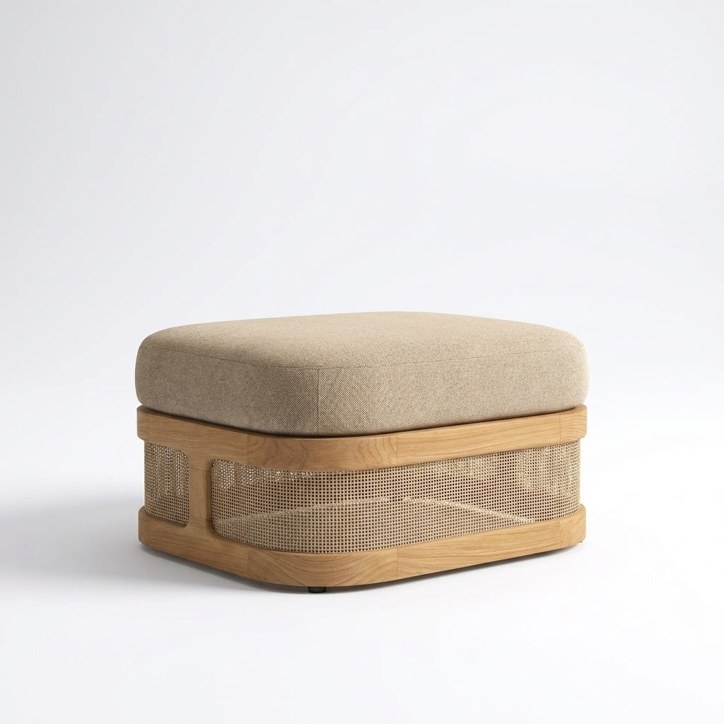Lento Ottoman Teak - Back View