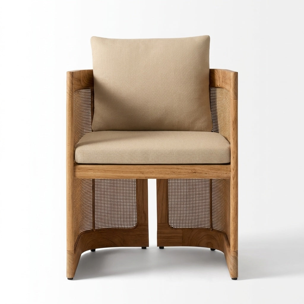 Lento Dining Armchair Teak - Front View