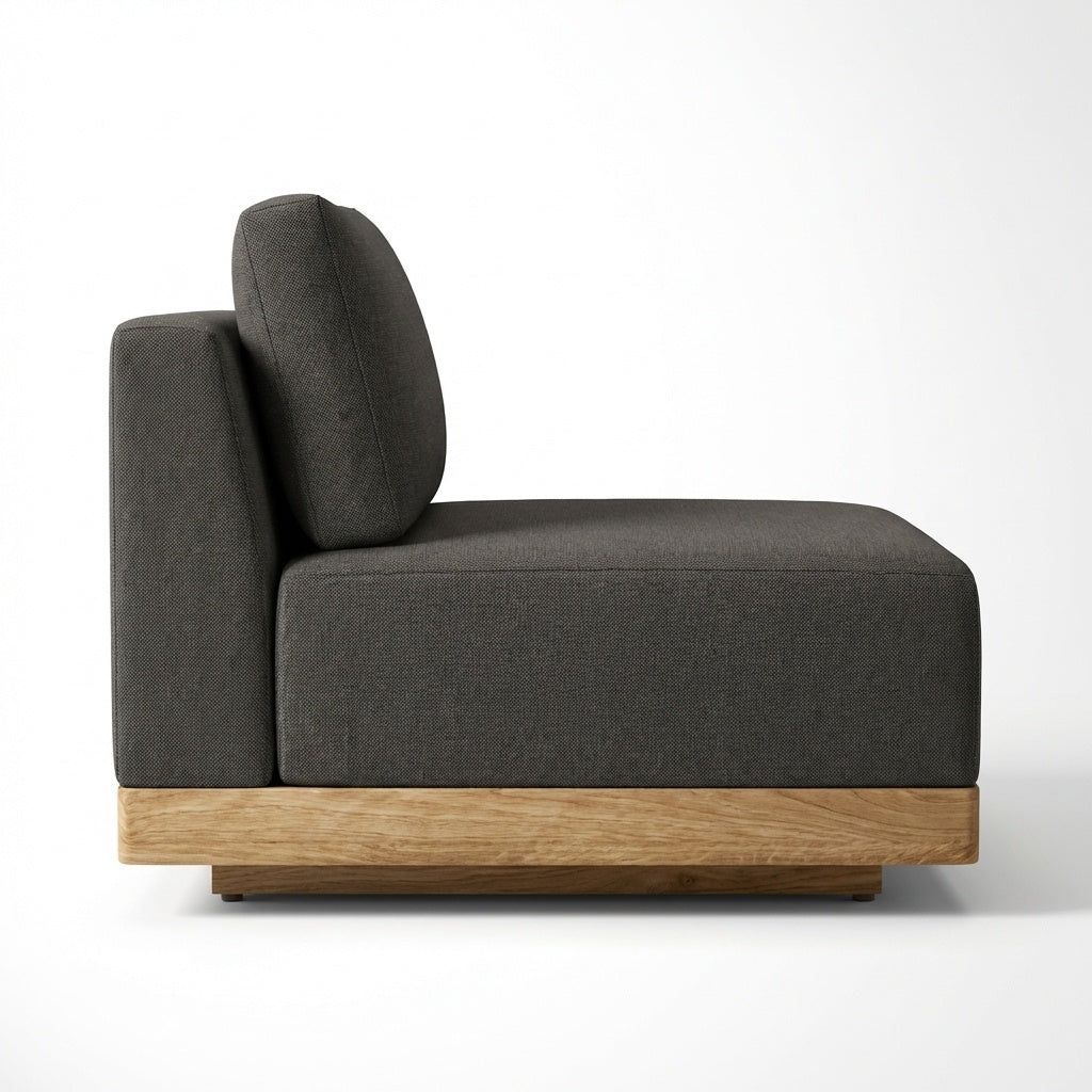 Solis Armless Sofa Module Teak - Side View