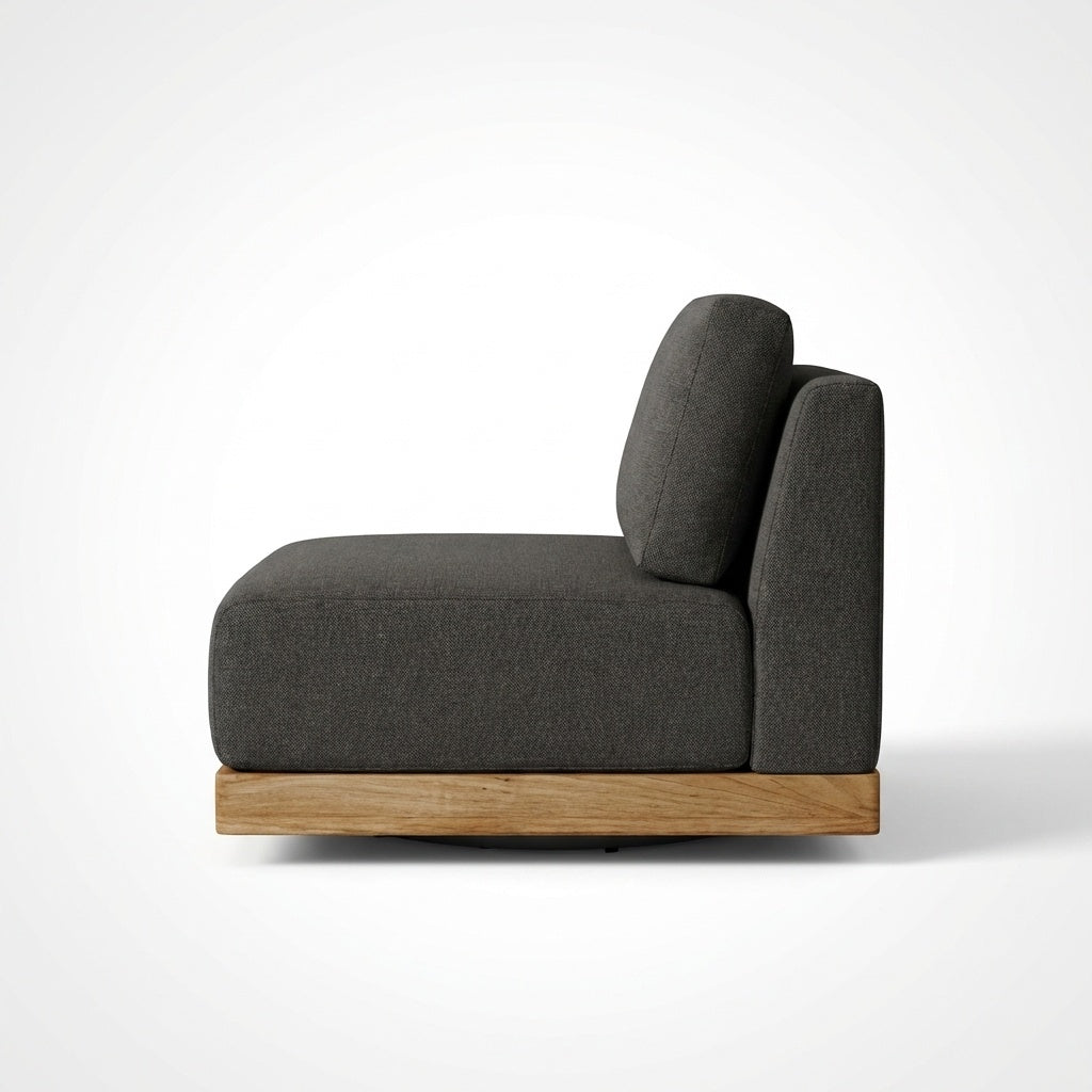 Solis Armless Swivel Module Teak - Side View