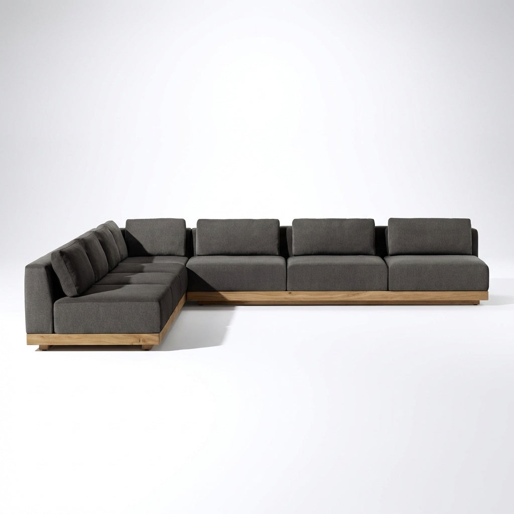 Solis Large L Shaped Sofa Teak - Front View