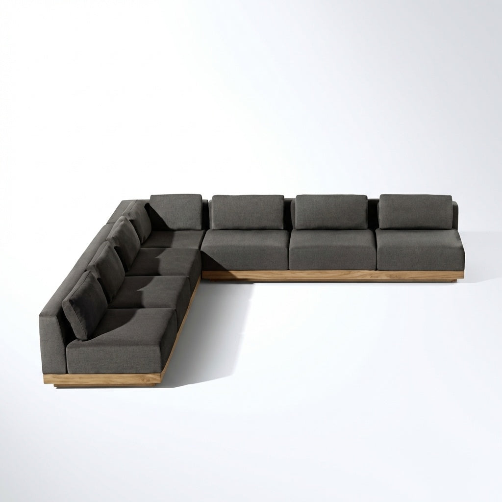 Solis Large L Shaped Sofa Teak - Side View