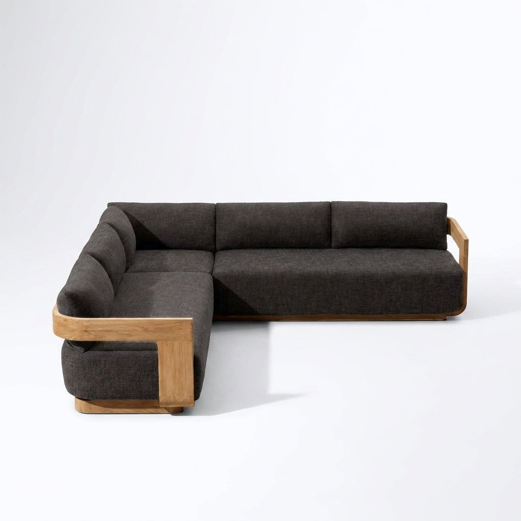 Aris L Shaped Sofa (Teak) - side view