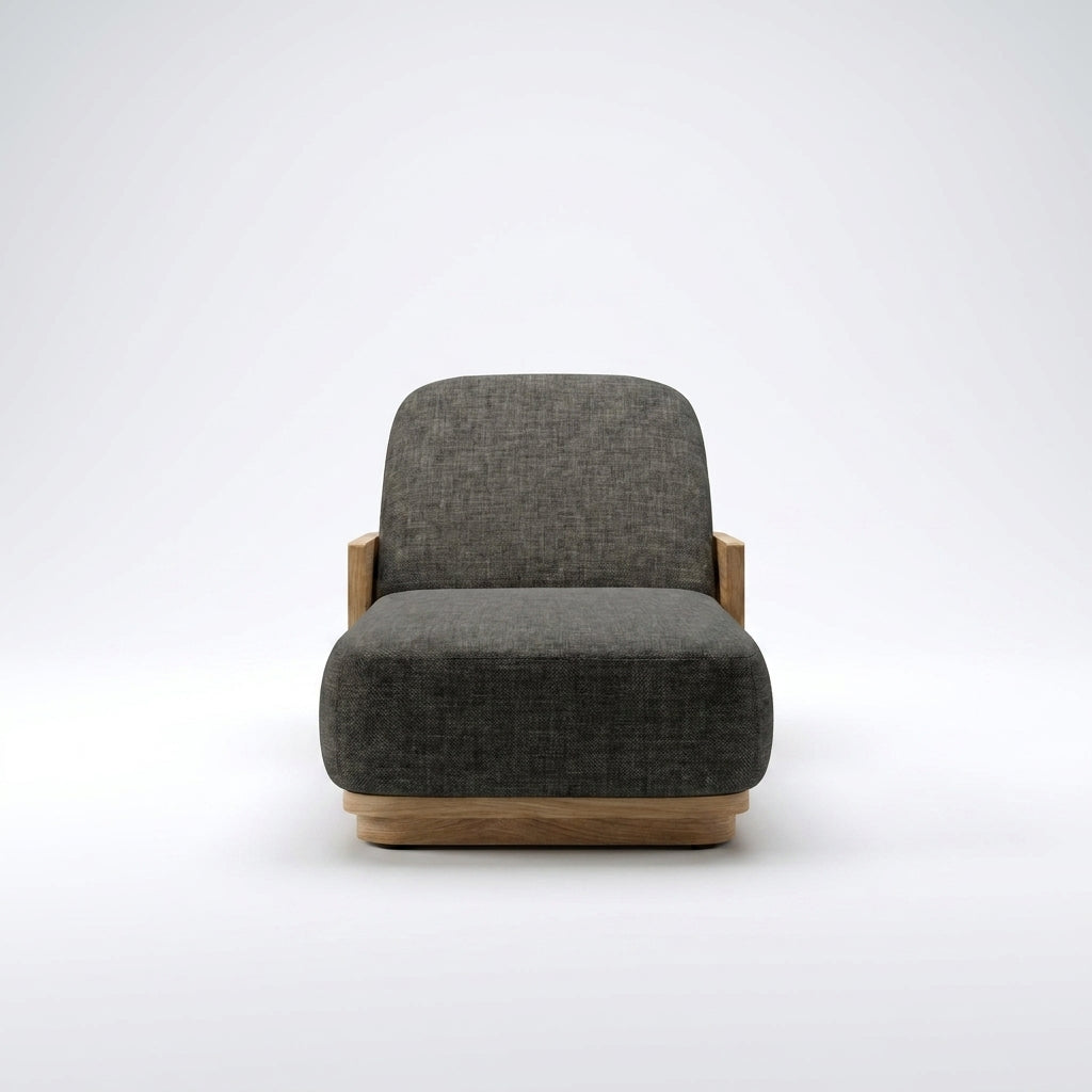 Aris Reclining Chaise Teak - Front View