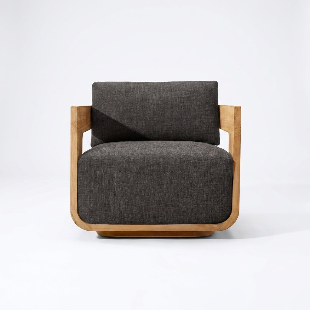 Aris Swivel Lounge Chair Teak - Front View