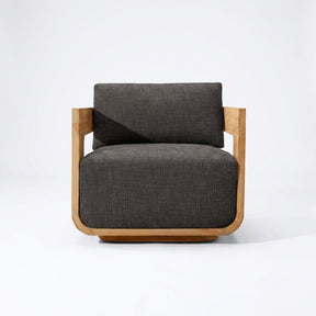 Aris Swivel Lounge Chair Teak - Front View