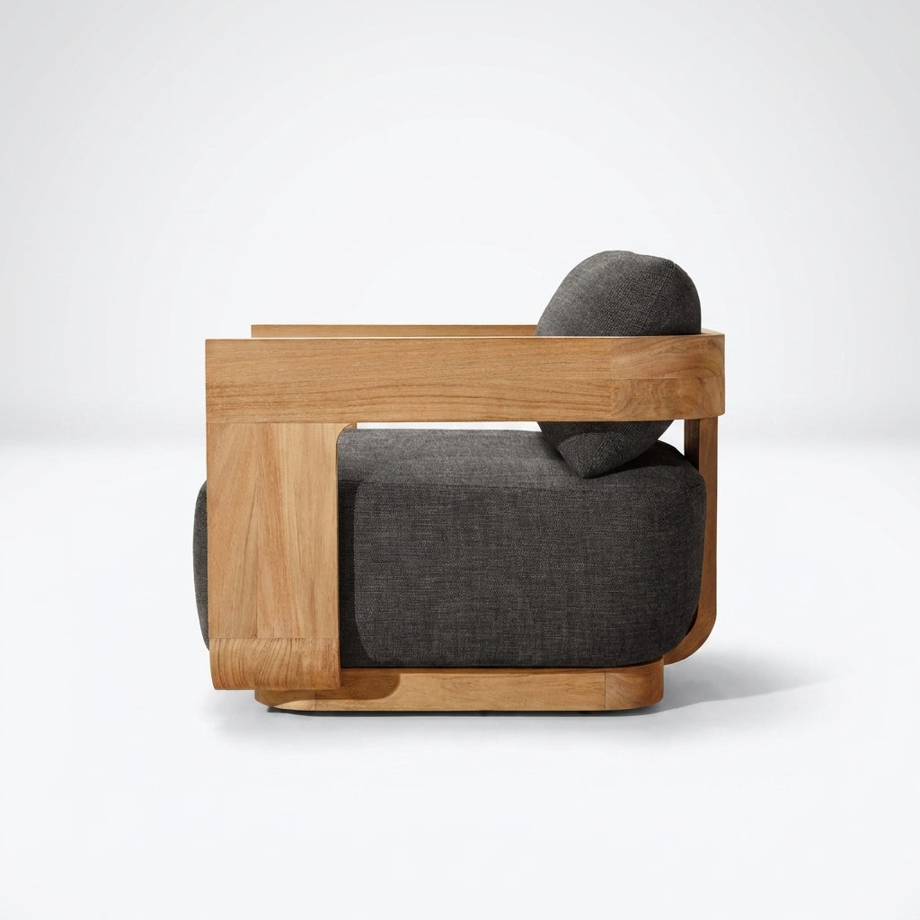 Aris Swivel Lounge Chair Teak - Side View