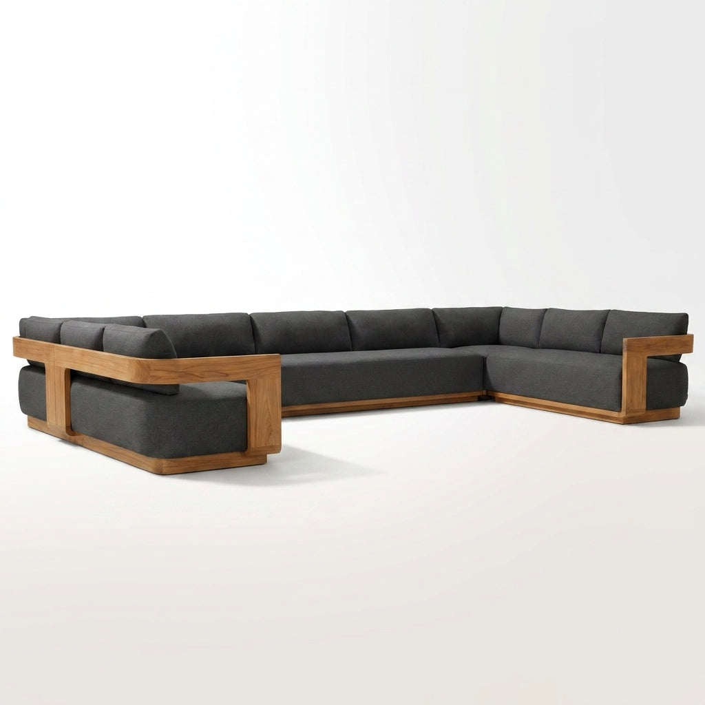 Aris U Shaped Sofa Teak side