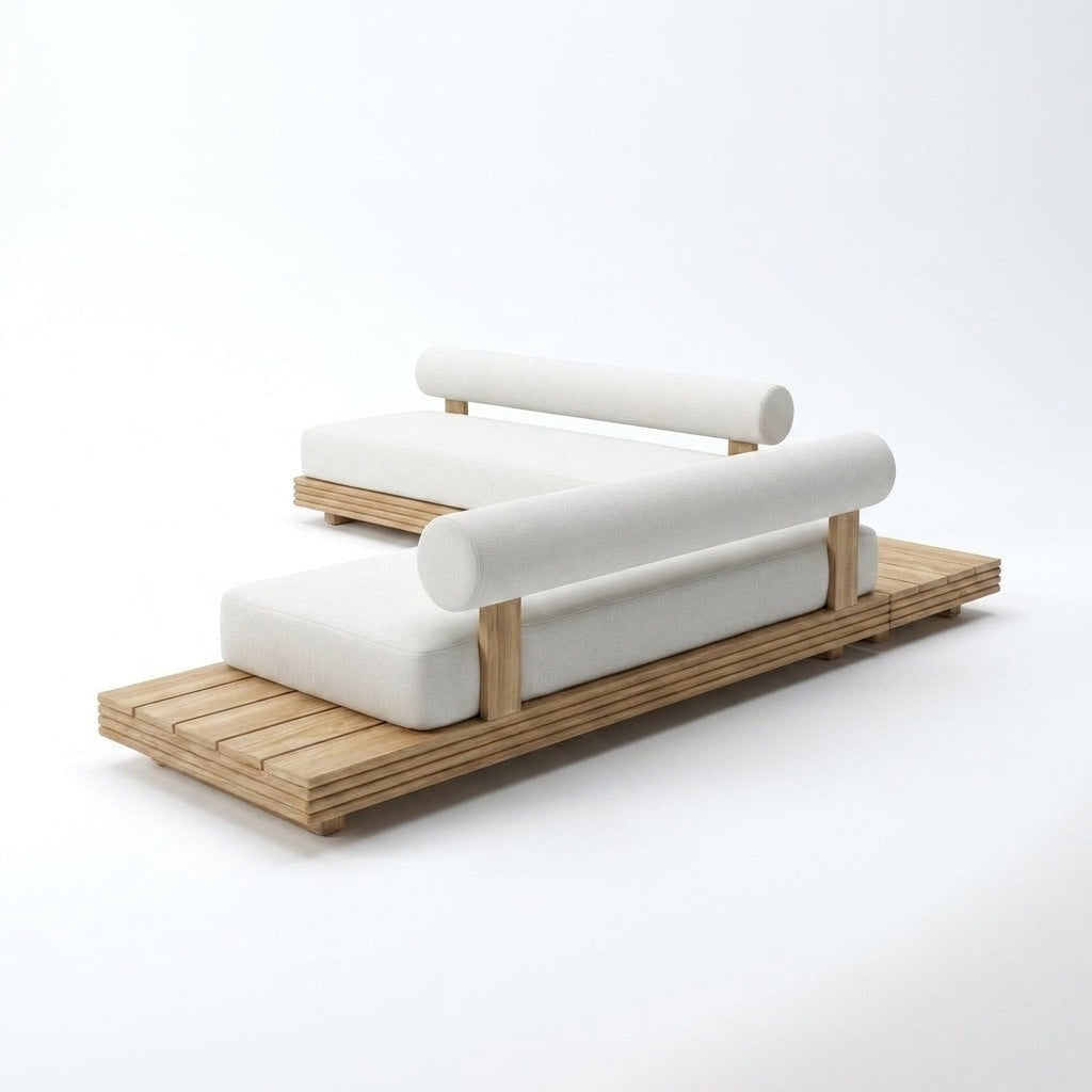 Cielo L Shaped Sofa (Right Hand, Teak) — Back View
