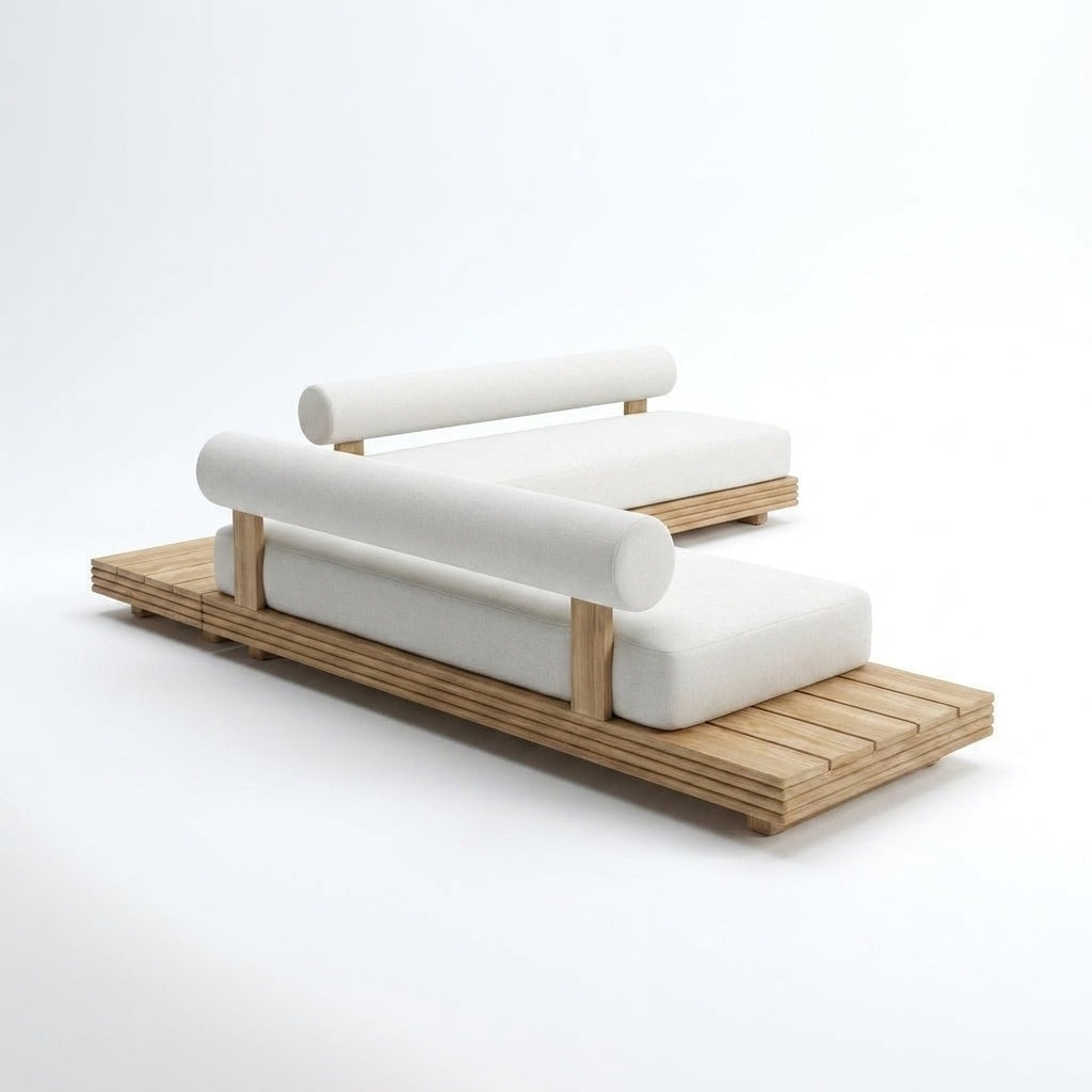 Cielo L Shaped Sofa (Teak) — Back View