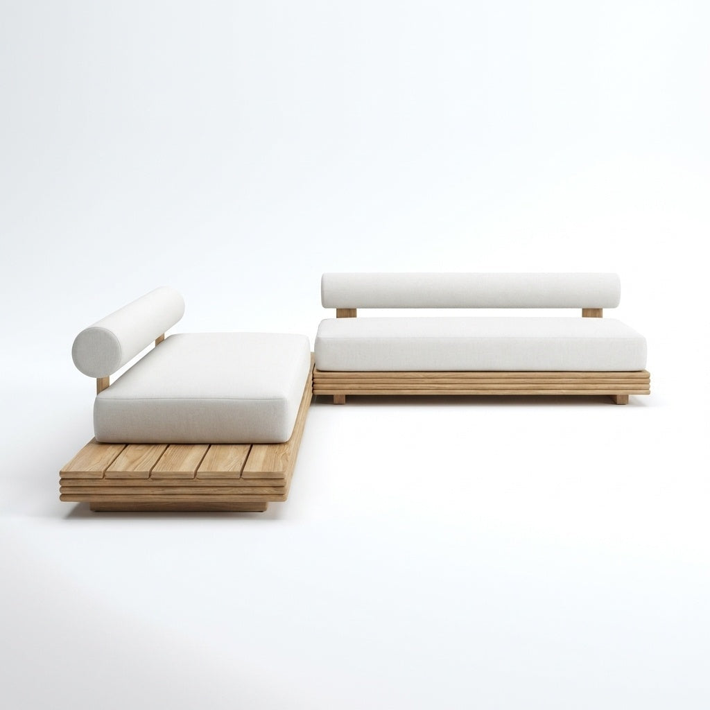 Cielo L Shaped Sofa (Teak) — Front View