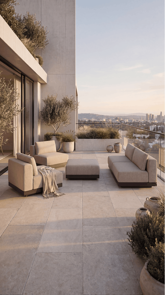 Luxury outdoor furniture in a Mediterranean garden